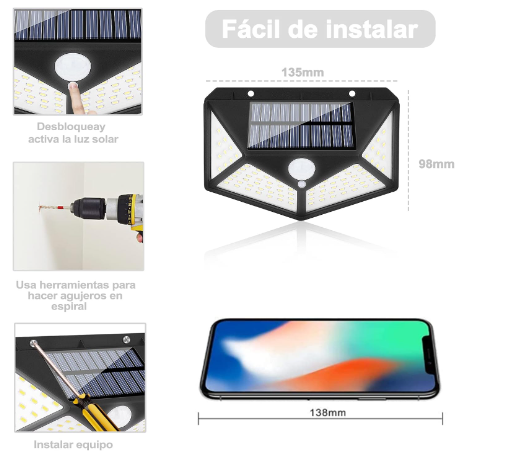 Lampara Solar con Sensor de Movimiento
