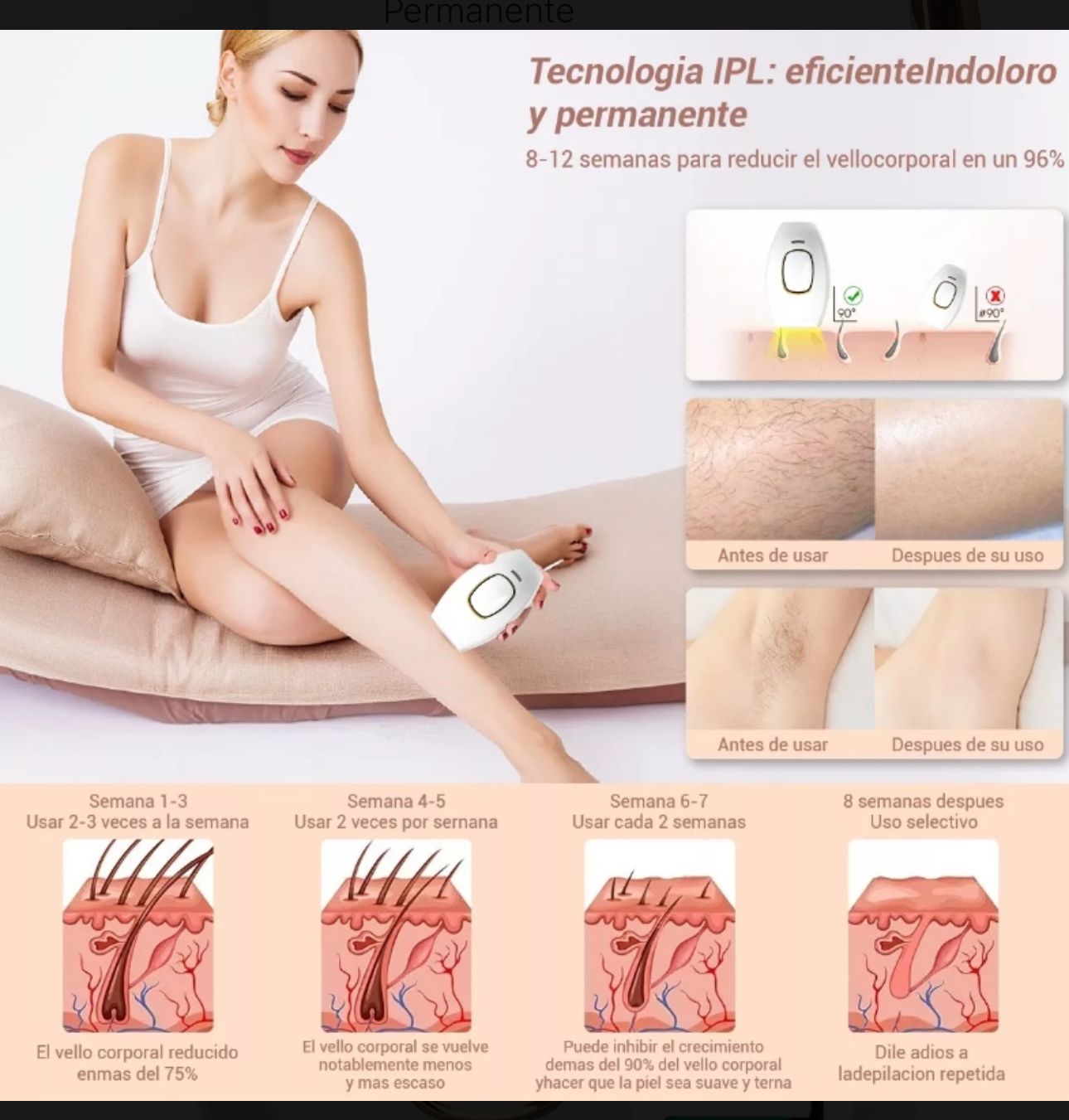 Depiladora Laser IPL, “Depilación Segura y Permanente ¡Hazlo Tú Misma!”