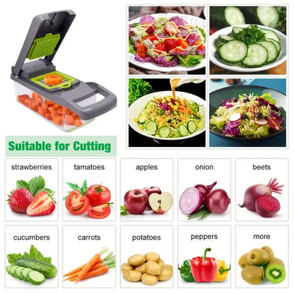 Picador de Verduras MULTIFUNCIONAL 14 en 1, ¡Prepara TODO en segundos!