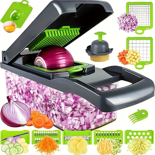 Picador de Verduras MULTIFUNCIONAL 14 en 1, ¡Prepara TODO en segundos!